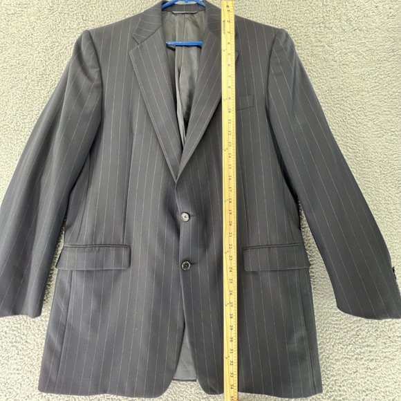 Hickey Freeman Mens Sport Coat 44 XLT Loro Piana Wool Super 120s Blue 2 Button - Picture 12 of 14